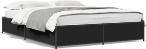 vidaXL Cadru de pat, negru, 150x200 cm, lemn prelucrat și metal