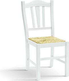 Scaun Hard, lemn de fag, sezut paie, L 46cm/l 50cm /H 95cm - ALB