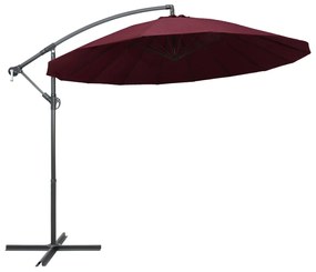 Umbrela de soare suspendata, visiniu, 3 m, stalp de aluminiu