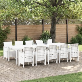 vidaXL Set de masă pentru grădină 11 pcs Alb Ratan sintetic și oțel