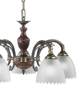 Candelabru 5 brate design italian din alama cu lemn 3510