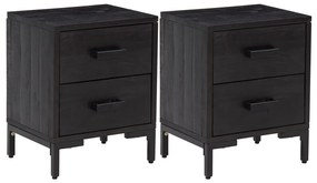 3120339 vidaXL Noptiere, 2 buc., negru, 36x30x45 cm, lemn masiv de pin