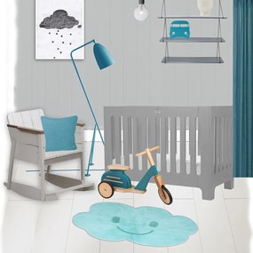 Covor pentru copii Nattiot Nimbus, 75 x 115 cm, albastru