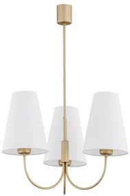 Lustra cu 3 brate design modern Safiano auriu, alb