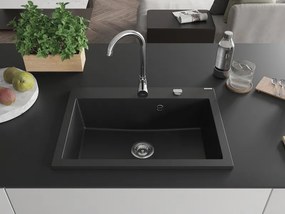 Mexen Elix chiuvetă granit 1-cameră 700 x 500 mm, negru, sifon crom - 6526701005-77