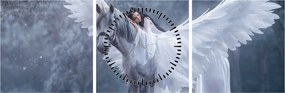 Tablou - Fata și unicorn (cu ceas) (90x30 cm)