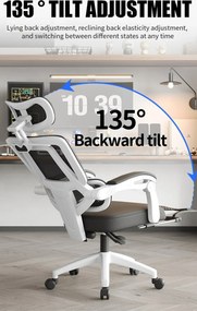 RESIGILAT- Scaun ergonomic cu suport lombar, tetieră reglabilă 3D, suport pentru picioare, Mesh, Negru