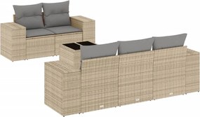 vidaXL Set canapele de grădină cu perne, 6 piese, bej, poliratan