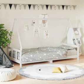 834454 vidaXL Cadru de pat pentru copii, alb, 90x200 cm, lemn masiv de pin
