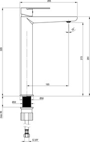 ALPINIA Baterie pentru chiuvetă, înalt - ECO-aerator 4,5 l/min Finisaj: Crom BGAE020K