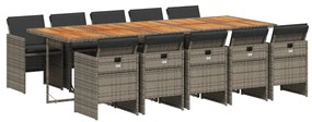 3210578 vidaXL Set mobilier de grădină cu perne, 11 piese, gri, poliratan