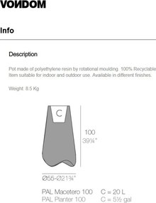 Ghiveci plante, flori design decorativ modern pentru amenajari interioare si exterioare, VLEK PLANTER 51014R Vondom