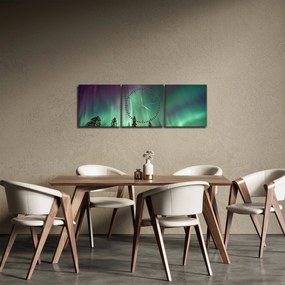 Tablou cu Northern Lights (cu ceas) (90x30 cm)
