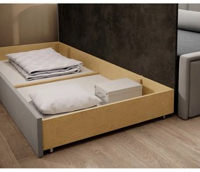 Canapea gri extensibilă/cu spațiu de depozitare cu tapițerie din chenille 214 cm Fulgeo – ELTAP