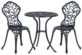 Outsunny Set bistro pentru 2 persoane Mobilier de balcon Masă bistro cu 2 scaune Negru | Aosom Romania
