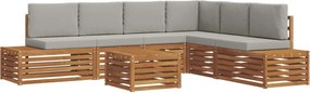 vidaXL Set de canapele de exterior 7 Bucată Gri natural și deschis