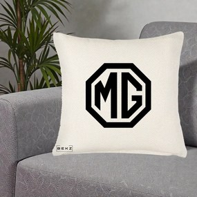 Perna Personalizata cu emblema MG, 40x40 cm, Crem Reliefat, Husa Detasabila, Perna Inclusa, BEKZ®