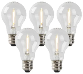Set de 5 becuri LED E27 A60 1W 80lm 2200K