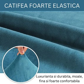 Husa elastica din catifea pentru fotoliu, cu brate, turquoise, HCCJ1-05