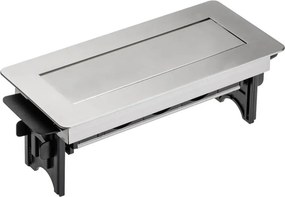 Priză încorporabilă în blat GTV, 3 prize Schuko, oțel inoxidabil, 269 x 112 mm Oțel inoxidabil, Otel inoxidabil, L:269 mm; l:112 mm; H:94 mm