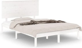 vidaXL Cadru de pat fără saltea, alb, 140x190 cm, lemn masiv de pin