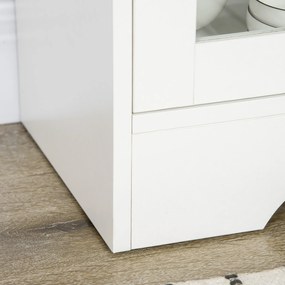 HOMCOM Bufet de bucătărie modern cu ușă din sticlă, sertar, spațiu mare și rafturi reglabile 80 x 30 x 82 cm alb | Aosom Romania