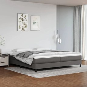 3144283 vidaXL Pat box spring cu saltea, gri, 200x200 cm, piele ecologică