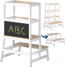 Turn de învățare PLAY din pin, 93x56x49, albă/natur maro Spielwerk