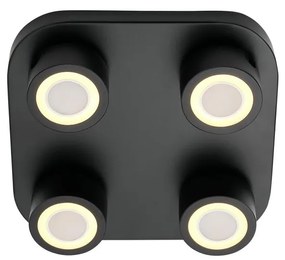 Plafoniera LED cu 4 spoturi, design modern, 3-Step MOODMAKER, Clyde 4 negru