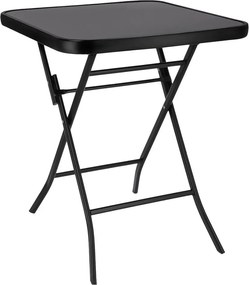 Măsuță pliabilă pătrată Jumi, 60x60 cm, negru, oțel și sticlă
