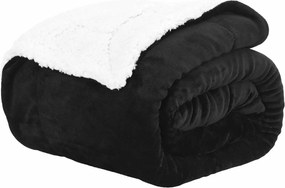 vidaXL Pătura de aruncat Negru 130 x 150 cm Molton