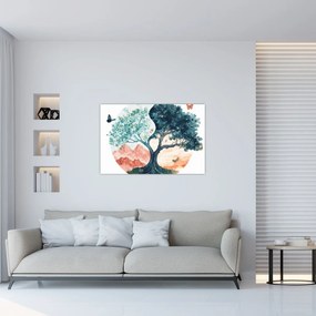 Tablou – Arbore acvarelă plin de viață (90x60 cm)