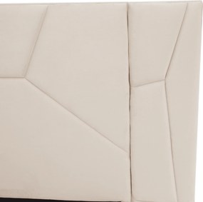 Pat cu somieră şi iluminare LED, 160x200, ţesătură Velvet bej, ALTESA