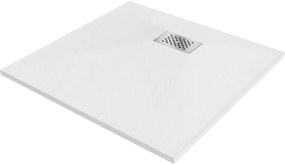 Cabina de duș Mexen Hugo SMC 80 x 80 cm, alb, capac inox - 42108080-X