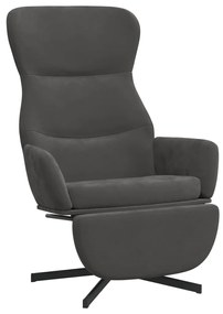 3097496 vidaXL Scaun de relaxare cu taburet, gri închis, catifea