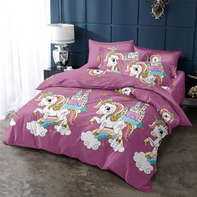 Lenjerie de pat pentru copii din microfibra violet, UNICORN Dimensiune lenjerie de pat: 2 buc 70 x 90 cm | 200 x 220 cm