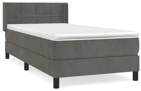 3130926 vidaXL Pat box spring cu saltea, gri închis, 80x200 cm, catifea