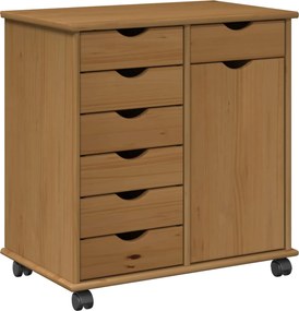 vidaXL Cabinet mobil Maro miere 63,5 x 39 x 65,5 cm Lemn de pin masiv