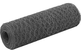 vidaXL Plasă de sârmă găini, gri, 25 x 0,5 m, oțel cu înveliș PVC