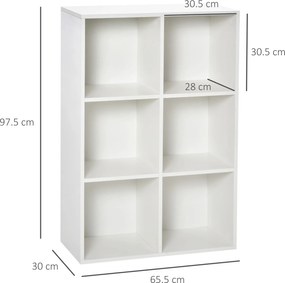 HOMCOM Mobile Libreria a 6 Cubi Moderno a Parete in Legno Bianco | Aosom Romania