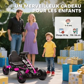 AIYAPLAY Kart cu pedale pentru copii, karting copii 3-6 ani cu ambreiaj automat, frână, roți EVA antiderapante, roz | Aosom Romania