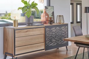 Comodă stejar masiv Edge Multiple Dimensiuni - 225 x 50 x 94 cm, Tabac