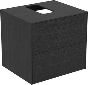 Dulap baza suspendat Ideal Standard Atelier Conca finisaj stejar inchis 2 sertare si blat cu decupaj central 60 cm