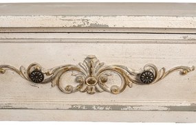 Consola gri, din lemn, 2 sertare, aspect vintage, Muse