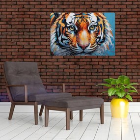 Tablou - Vedere a unui tigru, pictură (90x60 cm)