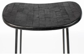 Scaun de bar negru din lemn de tec (înălțime șezut 76 cm) Tangle – White Label