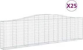 vidaXL Coșuri gabion arcuite 25 buc, 400x30x100/120 cm fier galvanizat