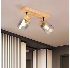 Brilagi - Spot HYGGE 2xE14/15W/230V lemn de cauciuc/fumuriu