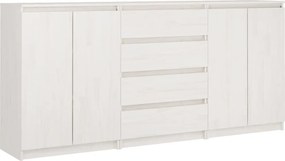 vidaXL Dulapuri laterale, 3 buc., alb, lemn masiv de pin