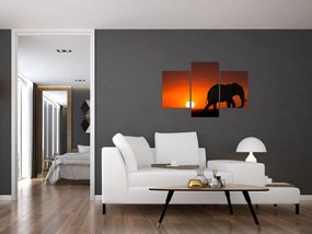Tablou cu elefant în apus de soare (90x60 cm)